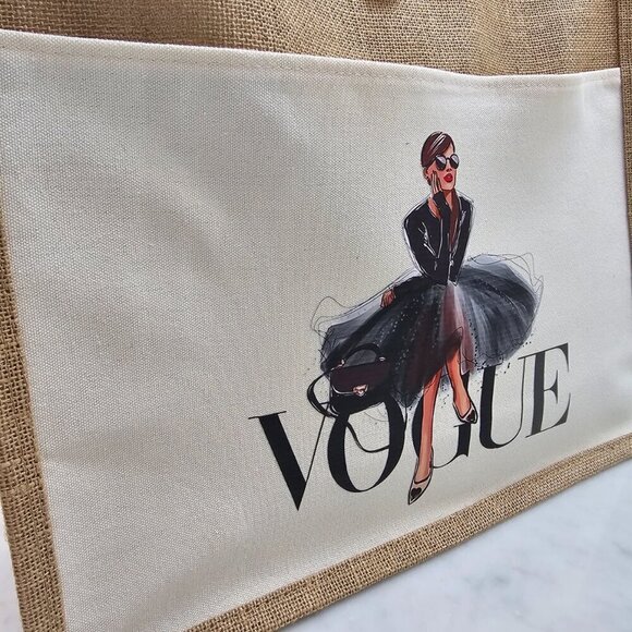 Custom Canvas Tote Bag, Large Size - Vogue Fashion Theme,  Cream Tote - Picture 7 of 16